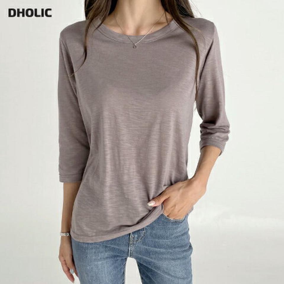 メランジ7分袖Tシャツ・t03162 レディース 【tops】トップス Tシャツ 七分袖 7分袖 七分丈 7分丈 メランジカラー シンプル ベーシック 大人 ラウンドネック カジュアル 春 秋 韓国ファッション