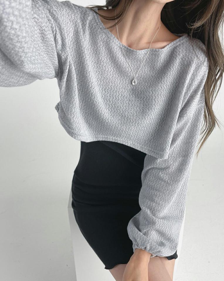 クロップドTシャツ&キャミワンピースSET・t03189 レディース 【tops】セットアップ setup トップス Tシャツ ロンT 長袖 クロップド丈 ミニワンピース ショート丈 スリーブレス ノースリーブ キャミソール 無地 シンプル 春 夏 秋 韓国ファッション