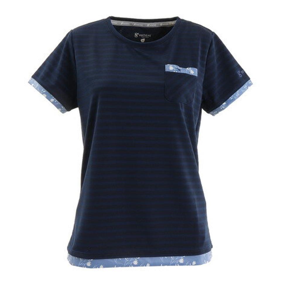 ウィッテム（HUITIEME） テニス ドライプラス ボーダー Tシャツ HU20FLS733057NVY （レディース）