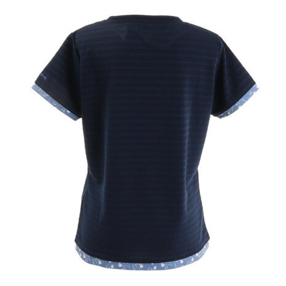 ウィッテム（HUITIEME） テニス ドライプラス ボーダー Tシャツ HU20FLS733057NVY （レディース）