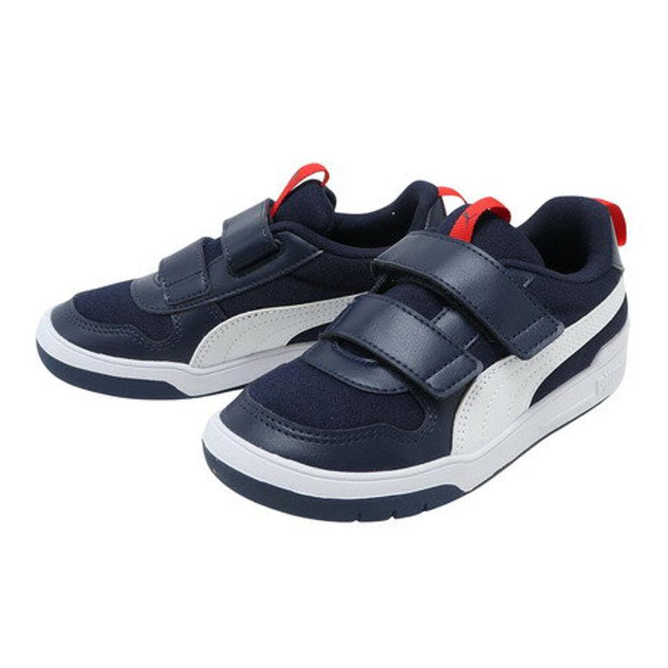 プーマ（PUMA）（キッズ）スニーカー ジュニア ピンク 紺 マルチフレックス メッシュ V PS ピンク ネイビーホワイト 380845