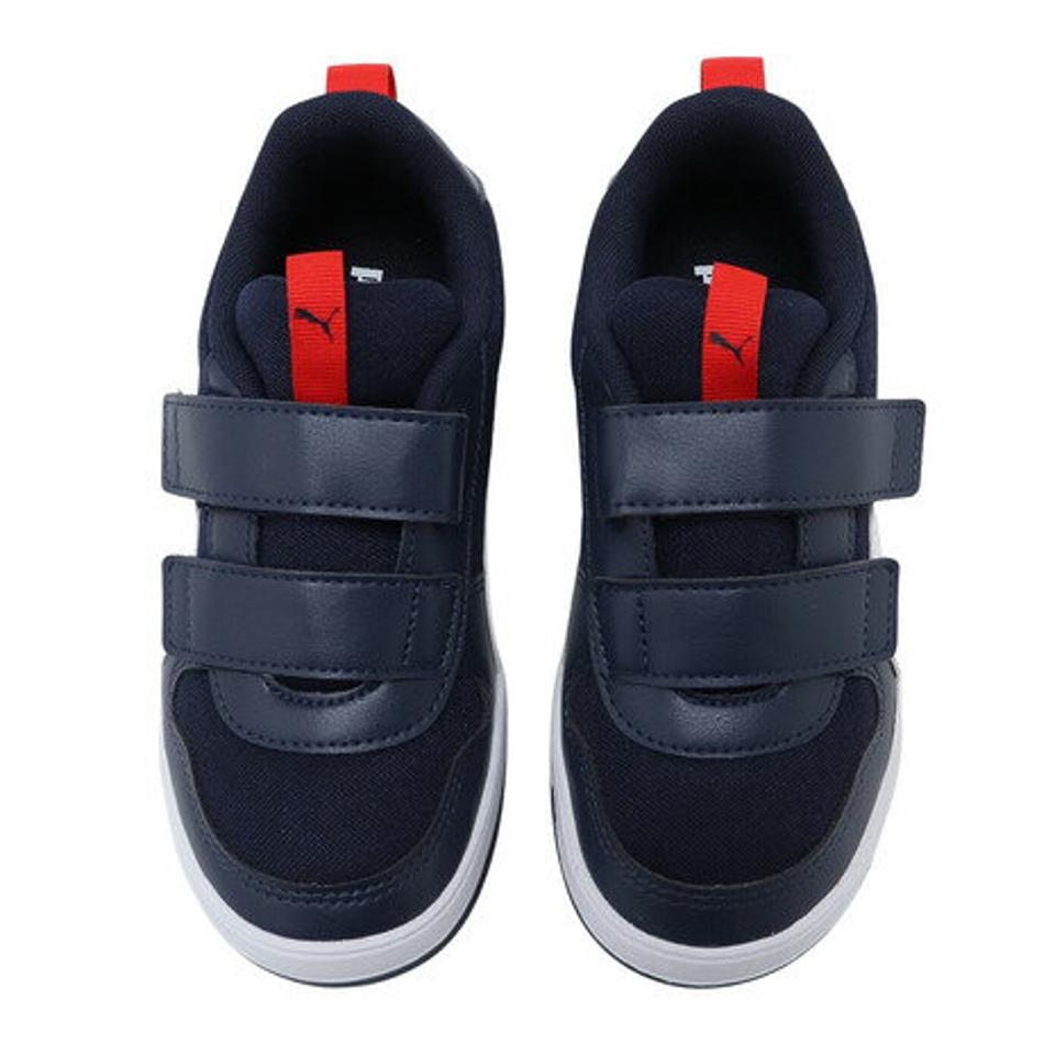 プーマ（PUMA）（キッズ）スニーカー ジュニア ピンク 紺 マルチフレックス メッシュ V PS ピンク ネイビーホワイト 380845