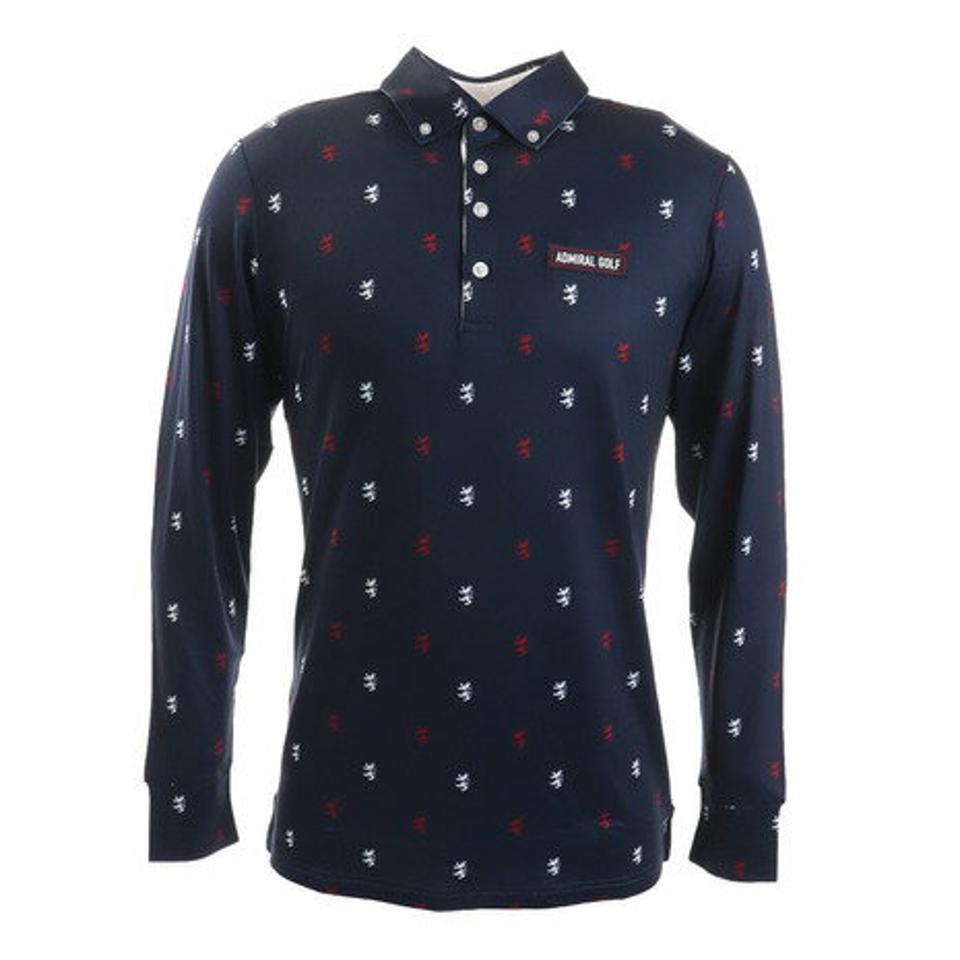 アドミラル ゴルフ（Admiral GOLF） ゴルフウェア 総柄ランパント 長袖ボタンダウンシャツ ADMA171-NVY （メンズ）