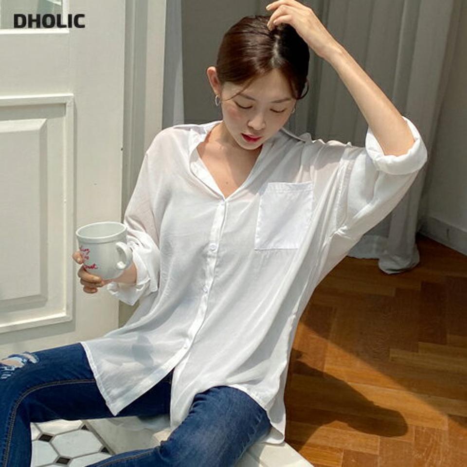 ポケットオーバーサイズシャツ・b01556 レディース 【bl】トップス シャツ 長袖 オーバーサイズ ゆったり 単色 無地 シンプル ベーシック 大人 きれいめ ゆったり ドロップショルダー 春 秋 韓国ファッション