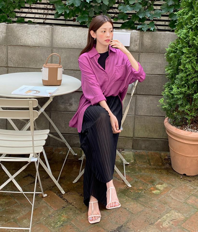 ポケットオーバーサイズシャツ・b01556 レディース 【bl】トップス シャツ 長袖 オーバーサイズ ゆったり 単色 無地 シンプル ベーシック 大人 きれいめ ゆったり ドロップショルダー 春 秋 韓国ファッション