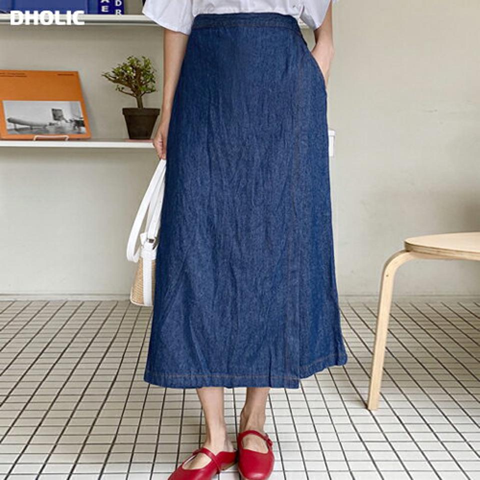 ラップワイドデニムパンツ・b01136 レディース 【pt】パンツ ズボン ロングパンツ スカンツ スカーチョ スカート風 デニム ワイドパンツ ラップデザイン 濃い カジュアル かわいい 大人 Aライン 春 夏 秋 韓国ファッション