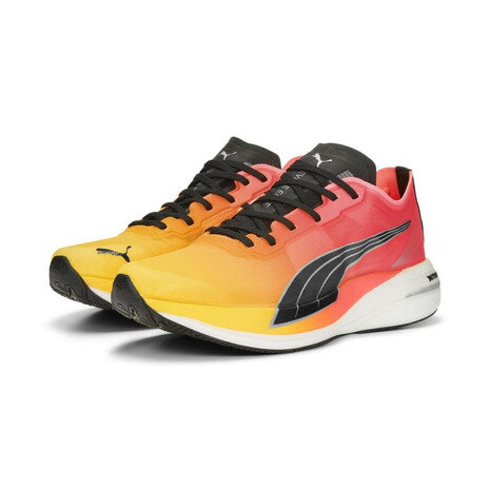 プーマ（PUMA）（レディース）ランニングシューズ ディヴィエイト ニトロ エリート ファイアーグロー イエロー ピンク 37760301 駅伝 部活 マラソン 軽量