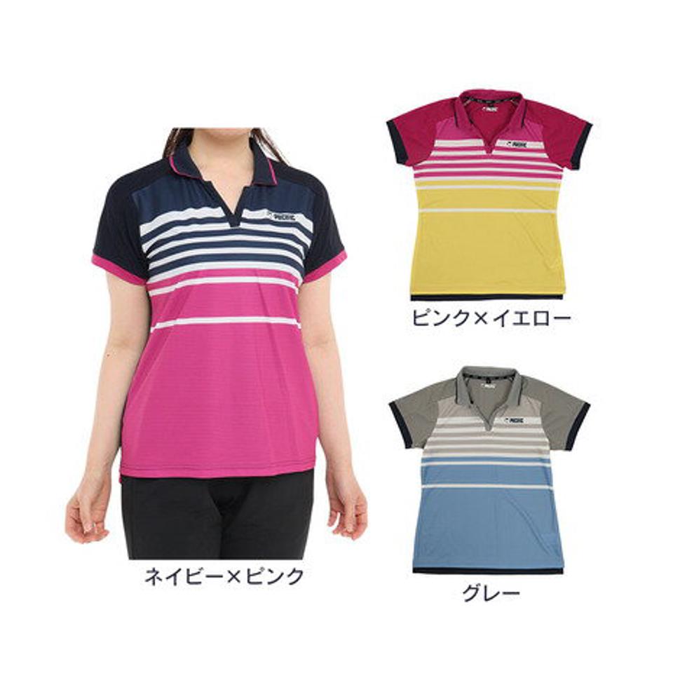 パシフィック（PACIFIC）（レディース） テニスウェア ドライプラス CA ボーダーポロシャツ PT20FW463