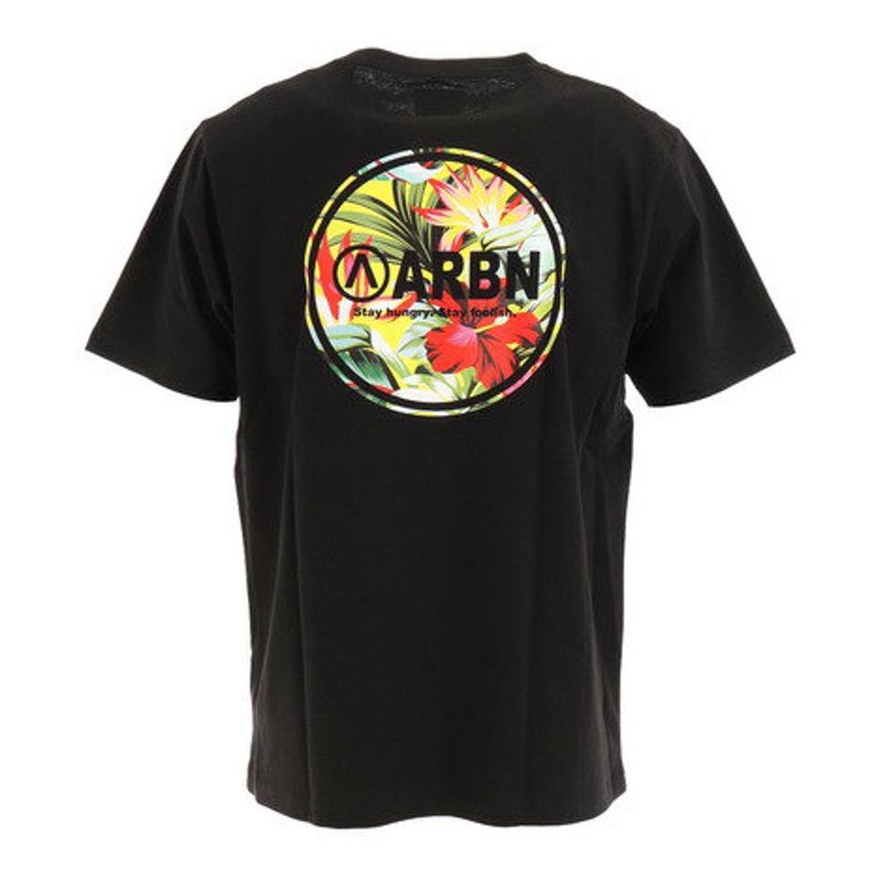 エアボーン（ARBN）（メンズ）Tシャツ メンズ 半袖 ボタニカルサークルロゴ ARBN21-1004-BLK カットソー