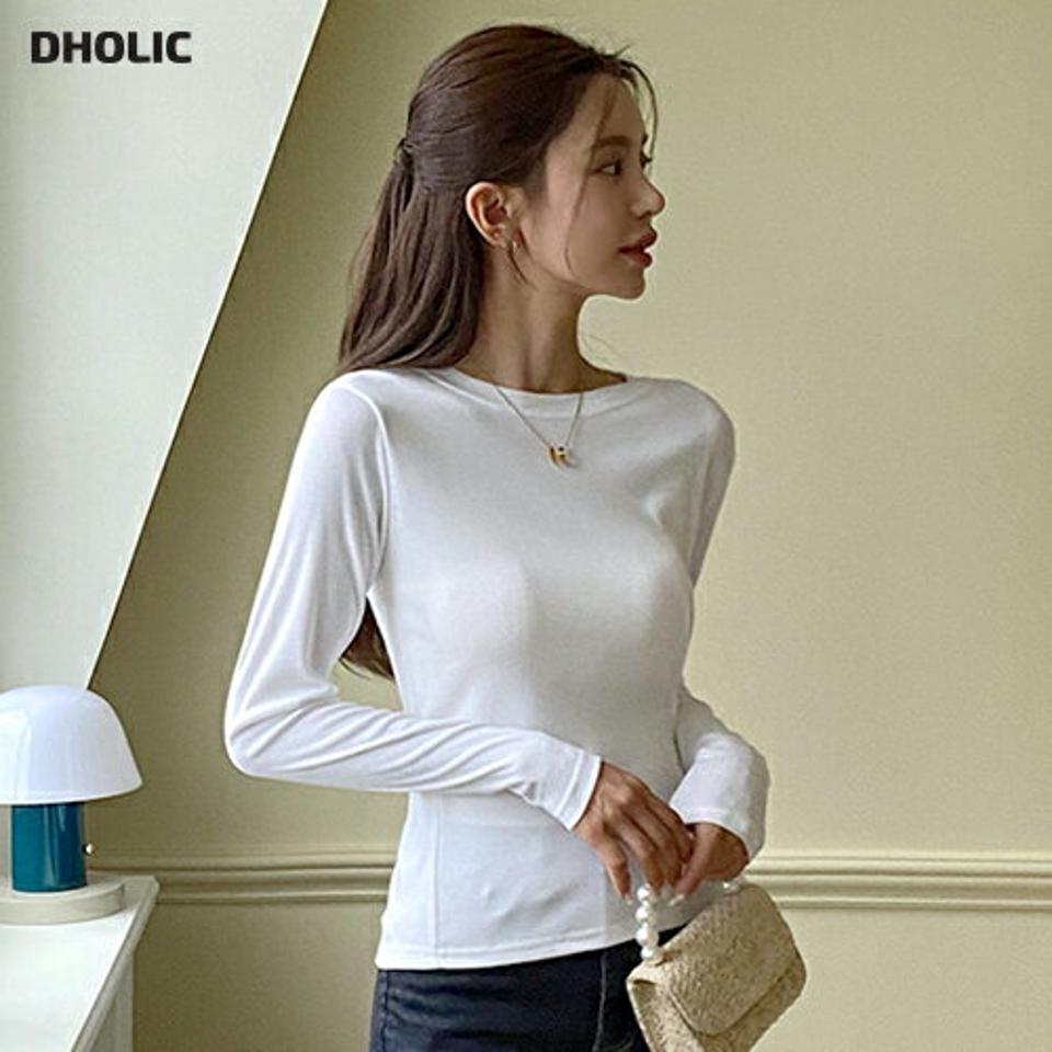 サイドボタン長袖Tシャツ・t67092 レディース 【tops】トップス Tシャツ ロンT 長袖 単色 無地 シンプル ベーシック 大人 カジュアル ラフ スリム インしない 春 秋 韓国ファッション