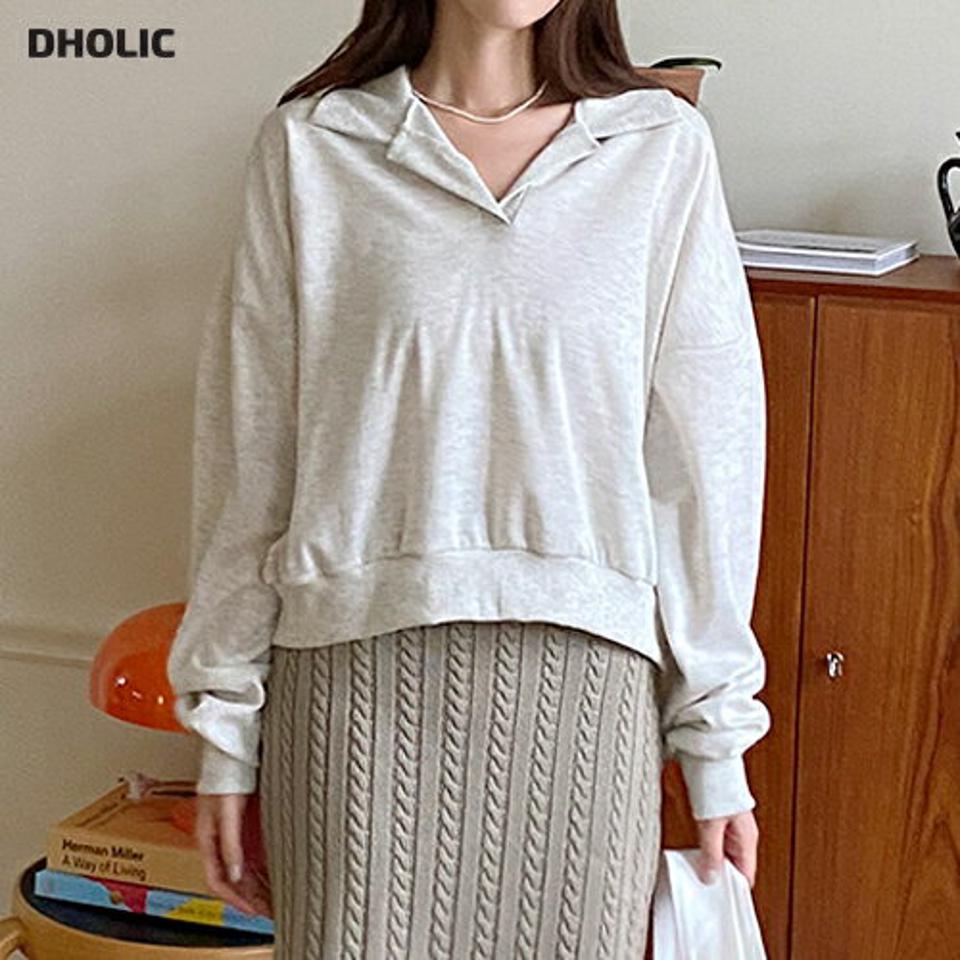 ≪人気商品再入荷≫ハーフオープンスウェット・t67095 レディース 【tops】トップス スウェット トレーナー 長袖 襟コン 開襟 スキッパー 長袖 単色 無地 シンプル ベーシック ラフ カジュアル 大人 ドロップショルダー 春 秋 韓国ファッション