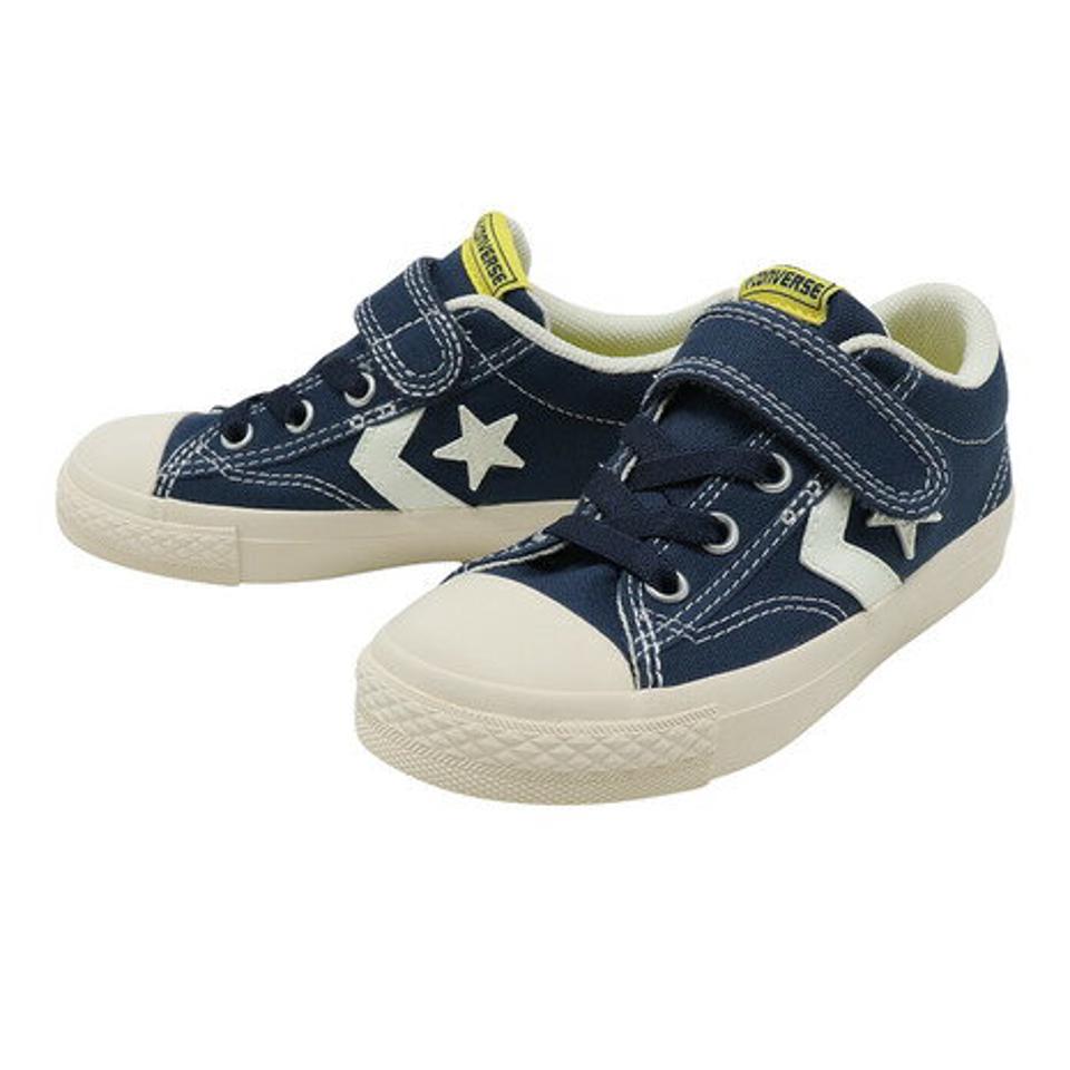 コンバース（CONVERSE）（キッズ）キッズ スニーカー 紺 黒 ベルト付き キッズ ブレイクスター ネイビー ブラック SK V-1 OX 37302060 37302061