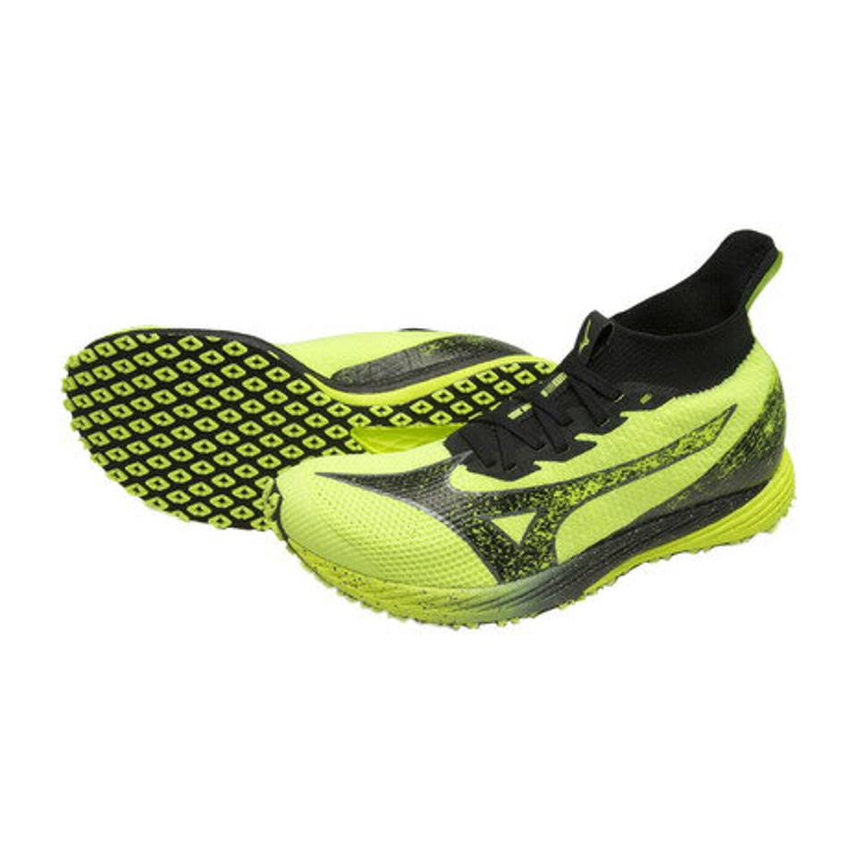 ミズノ（MIZUNO）（メンズ、レディース）ランニングシューズ メンズ レディース グリーンブラック ウエーブデュエル NEO 2 エリート U1GD210081 スニーカー