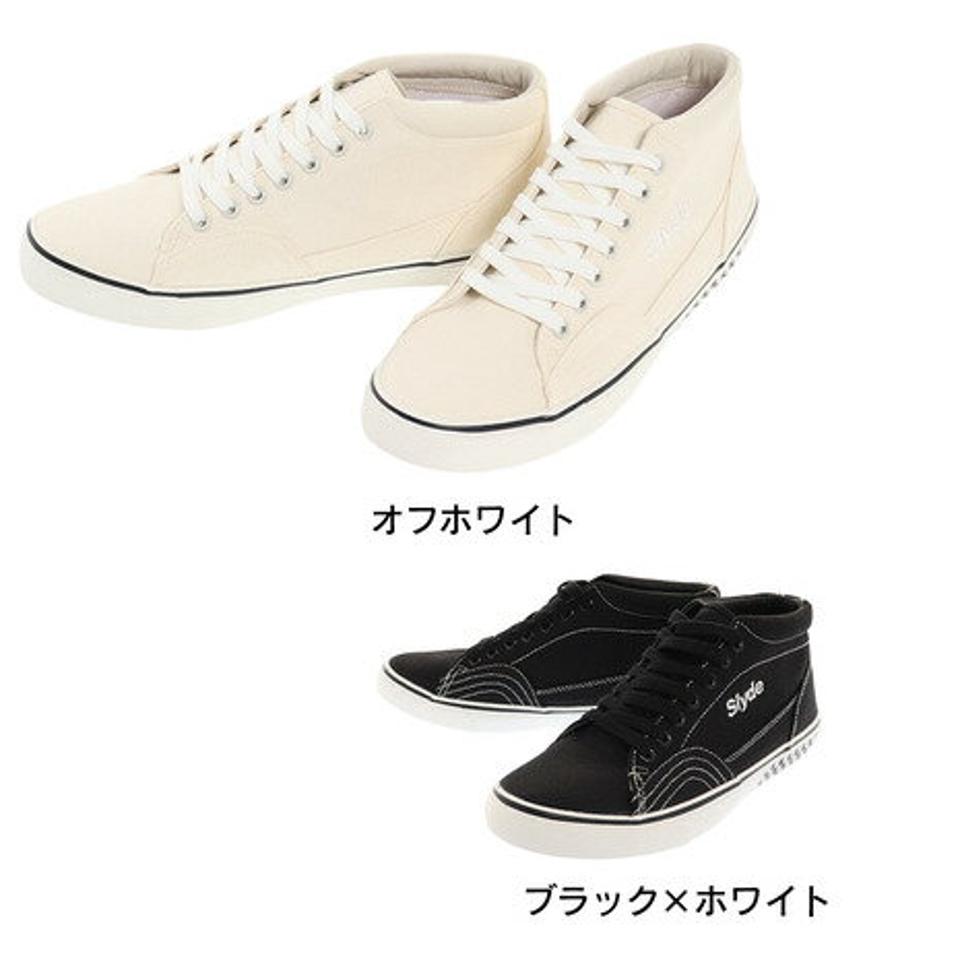 スライド（SLYDE）（メンズ）メンズ スニーカー スケーター ローカット スライドテックミッドカット SLYDE TECH MID CUT オフホワイト ブラックホワイト