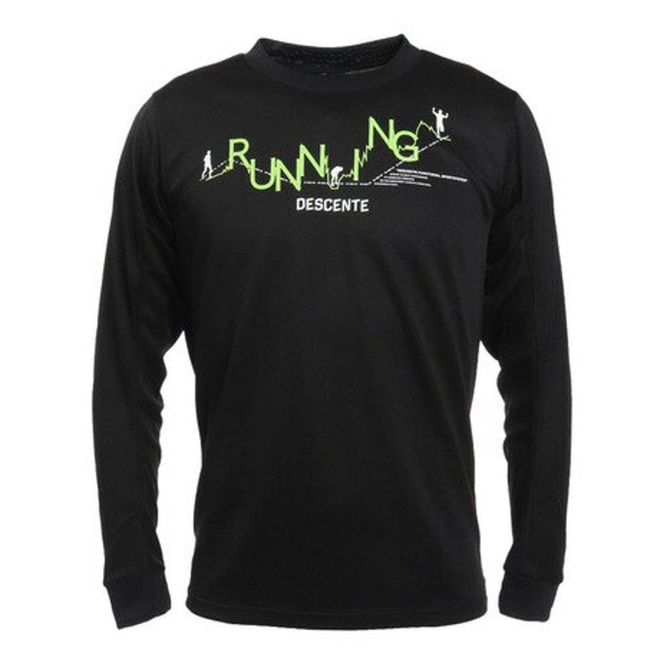 【ランニング対象品購入&エントリーでP10倍！8/19 20:00〜8/28 23:59】デサント（DESCENTE） ランニング ランニングウェア メンズ Tシャツ 長袖 グラフィック DRMSJB52 BK （メンズ）