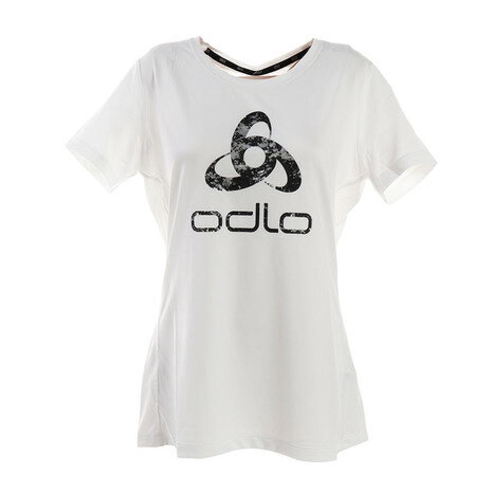 【ランニング対象品購入&エントリーでP10倍！8/19 20:00〜8/28 23:59】オドロ（ODLO） ランニング エレメント クルーネック半袖 Tシャツ 313111-10687white-placed print （レディース）