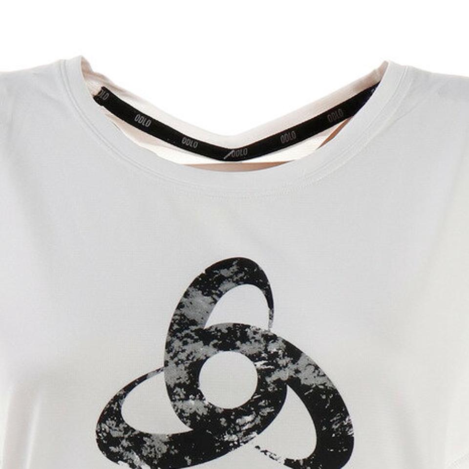 【ランニング対象品購入&エントリーでP10倍！8/19 20:00〜8/28 23:59】オドロ（ODLO） ランニング エレメント クルーネック半袖 Tシャツ 313111-10687white-placed print （レディース）