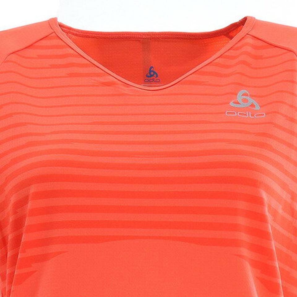 【ランニング対象品購入&エントリーでP10倍！8/19 20:00〜8/28 23:59】オドロ（ODLO） ランニング ランニングウェア レディース CERAMICOOL BASE LAYER PRINT 半袖 Tシャツ 312741-30649 （レディース）