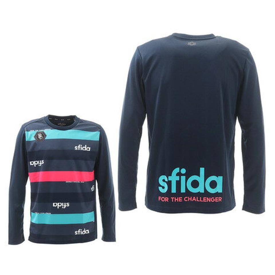 スフィーダ(SFIDA) サッカー ウェア メンズ 長袖 昇華 ロゴボーダー プラクティスシャツ SA-20A12 NVYMLT