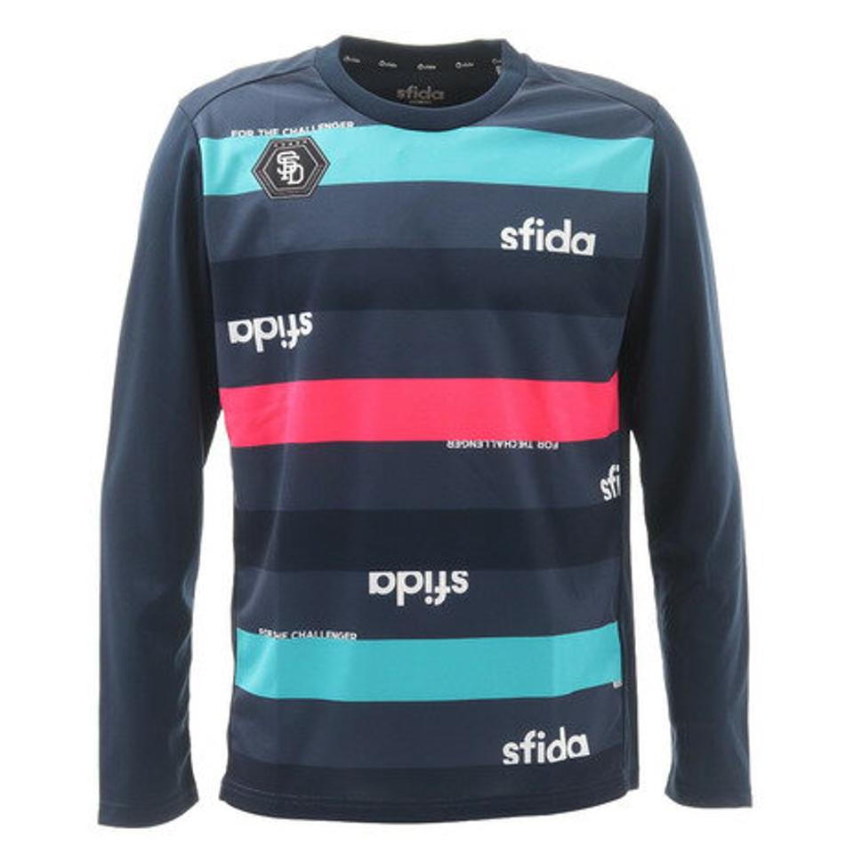 スフィーダ(SFIDA) サッカー ウェア メンズ 長袖 昇華 ロゴボーダー プラクティスシャツ SA-20A12 NVYMLT