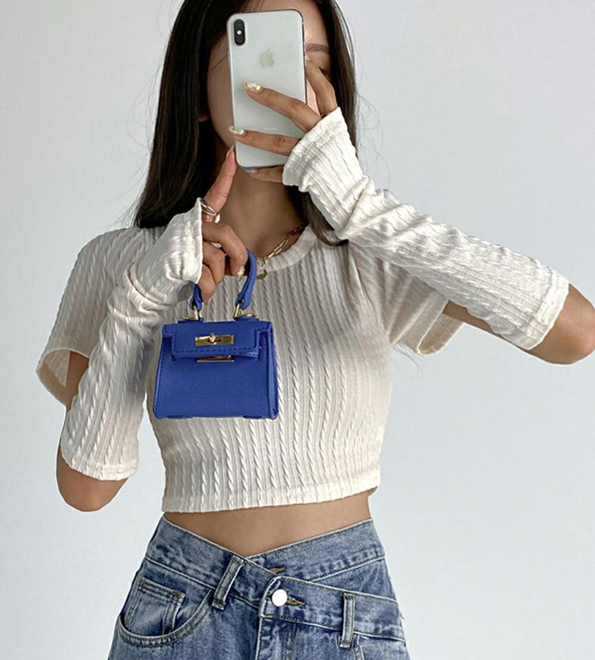 アームウォーマー付ケーブルTシャツ・t68473 レディース 【tops】トップス Tシャツ セット アームウォーマー ケーブル編み ラウンドネック 単色 無地 シンプル 半袖 韓スト ストリート カジュアル パフスリーブ 春 夏 秋 ワンホン 韓国ファッション