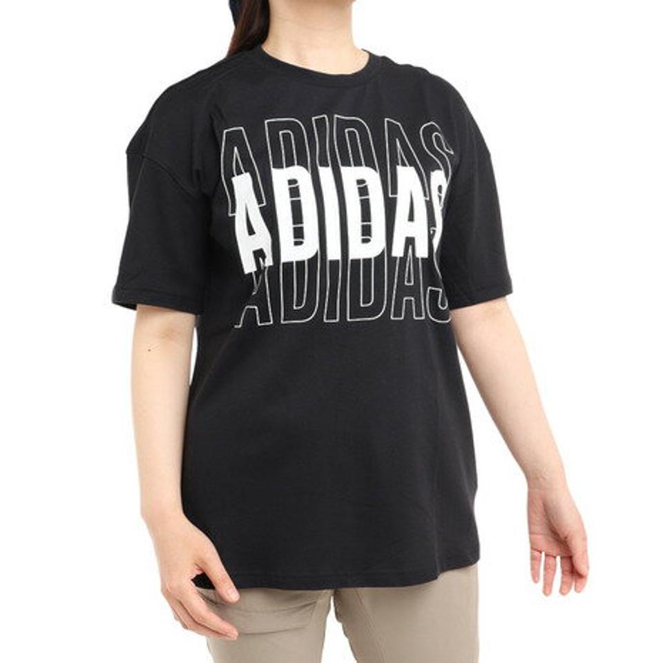 アディダス（adidas） エッセンシャルズ リピートアディダスロゴ オーバーサイズ 半袖Tシャツ WU975-HE9347 （レディース）