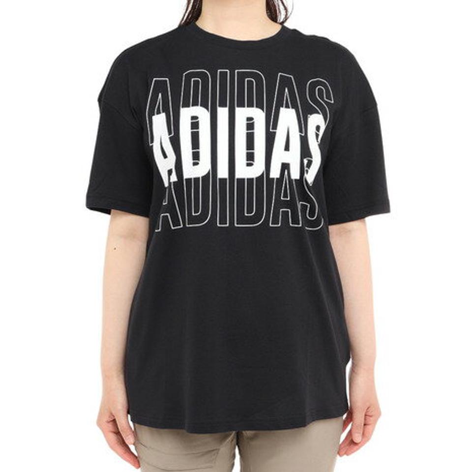 アディダス（adidas） エッセンシャルズ リピートアディダスロゴ オーバーサイズ 半袖Tシャツ WU975-HE9347 （レディース）