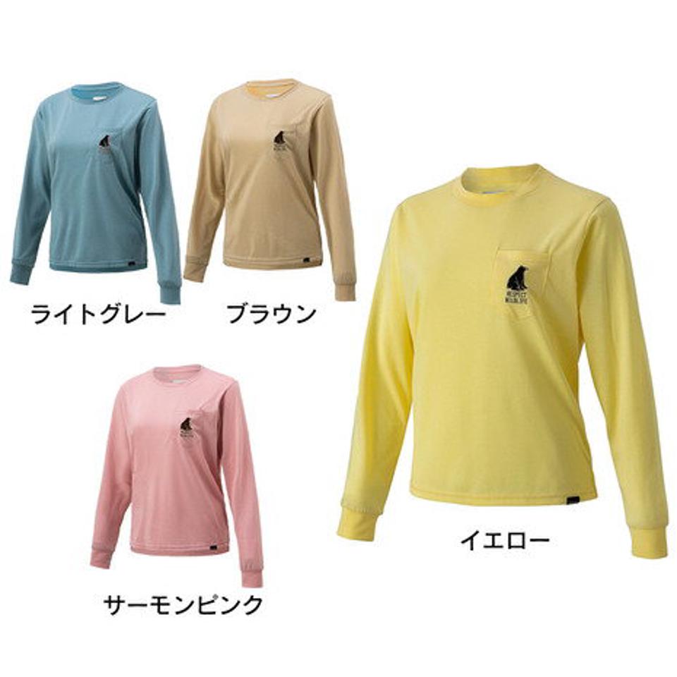 マーモット(Marmot)(レディース) 長袖シャツ ロンT ポケットロングスリーブティー TOWRJB43YY コラボ UVカット 熊 トップス カジュアル ワンポイント