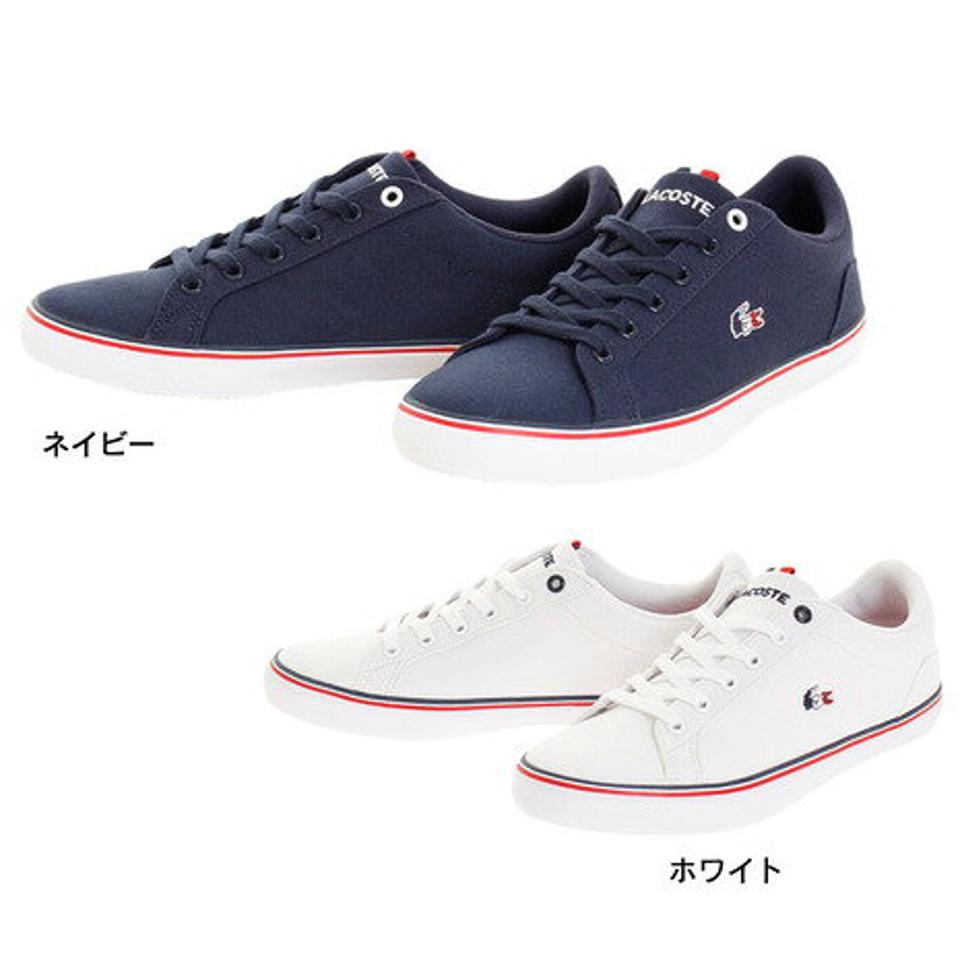 ラコステ（LACOSTE）（レディース） レディース スニーカー 白 紺 レナード LEROND ホワイト ネイビー 218 1 QSP CAW0092 キャンバス地