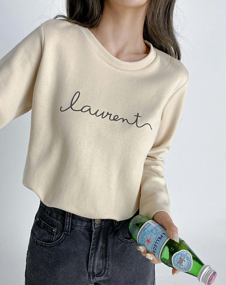 レタリングラウンドネックTシャツ・t01661 レディース 【tops】トップス Tシャツ 長袖 ロンT ロゴ レタリング ラウンドネック シンプル カジュアル ベージュ 柄 春 秋 韓国ファッション