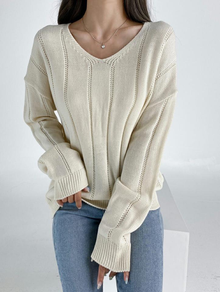 【10%OFF】Vネックルーズワイドリブニット・t03250 レディース 【tops】トップス ニット 年上 長袖 Vネック ルーズ 単色 無地 シンプル カジュアル ベーシック ドロップショルダー ラフ 大人 カラーニット パープル クリスマス 緑 紫 春 秋 韓国ファッション 人気 旬セール