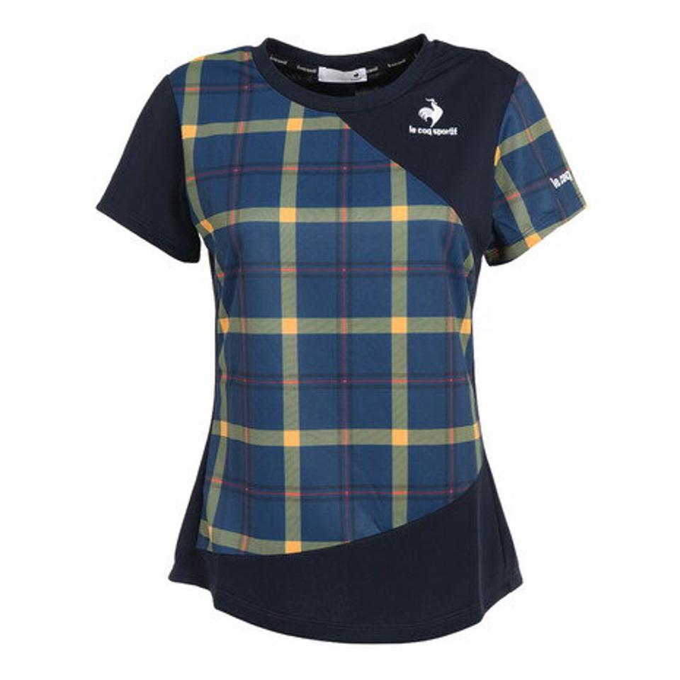 【9/5 24h限定エントリー&対象4店舗買い回りで最大P10倍!】ルコック スポルティフ(Lecoq Sportif) テニスウェア レディース COUCOUPARIS CHECK 半袖シャツ QTWUJA06 NV (レディース)