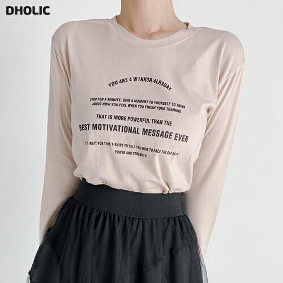 モダール混レタリングTシャツ・t67170 レディース 【tops】トップス Tシャツ 長袖 ロンT ロゴ レタリング モダール カジュアル ラフ ラウンドネック クロップド丈 春 秋 韓国ファッション