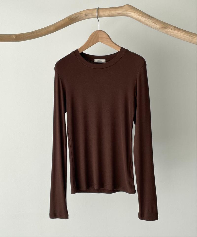 El mar(エルマール) リブクルーネックロングTシャツ（El mar）