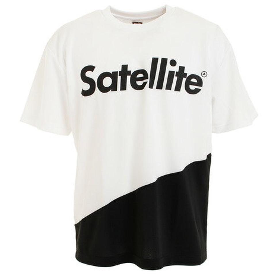 サテライト（Satellite） バドミントン ウェア Tシャツ 半袖 2トーン ドライ STS2D WHITE/BLACK （メンズ）
