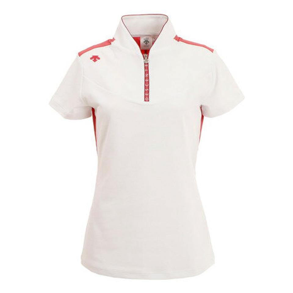 デサントゴルフ（DESCENTEGOLF） ゴルフウェア 吸汗速乾 UVカット はっ水 リサイクルソロテックス ハーフジップ半袖Tシャツ DGWTJA05 WH00 （レディース）