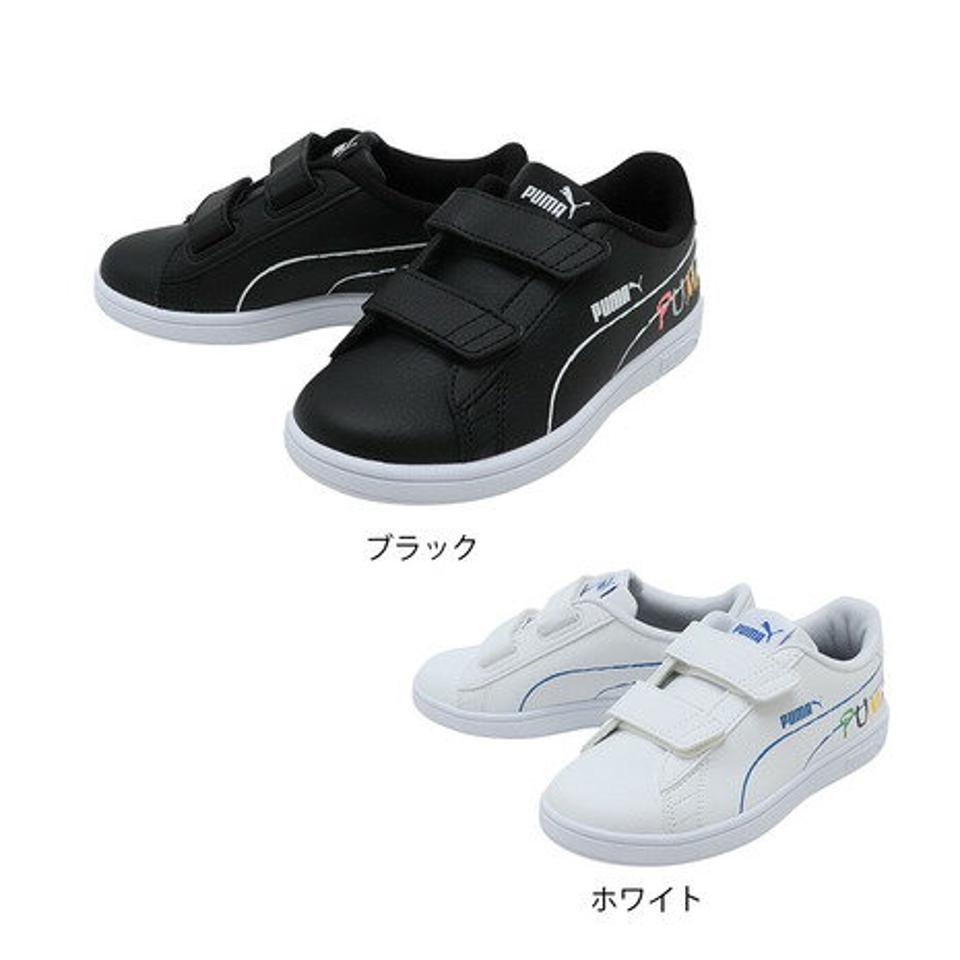 プーマ（PUMA）（キッズ）スニーカー ジュニア 白 黒 スマッシュ V2 ホームスクール V PS ホワイト ブラック 386200
