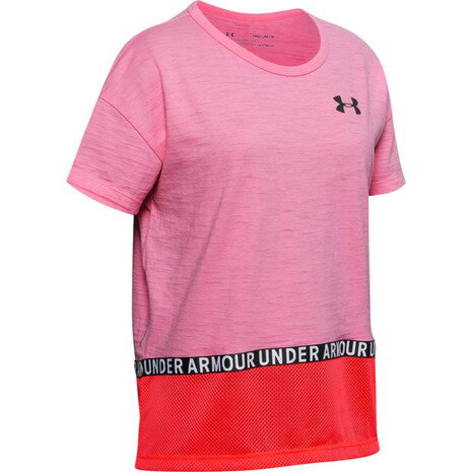 アンダーアーマー（UNDER ARMOUR） Tシャツ 半袖 ガールズ チャージドコットン 1351601 LIP/BLK AT オンライン価格 （キッズ）