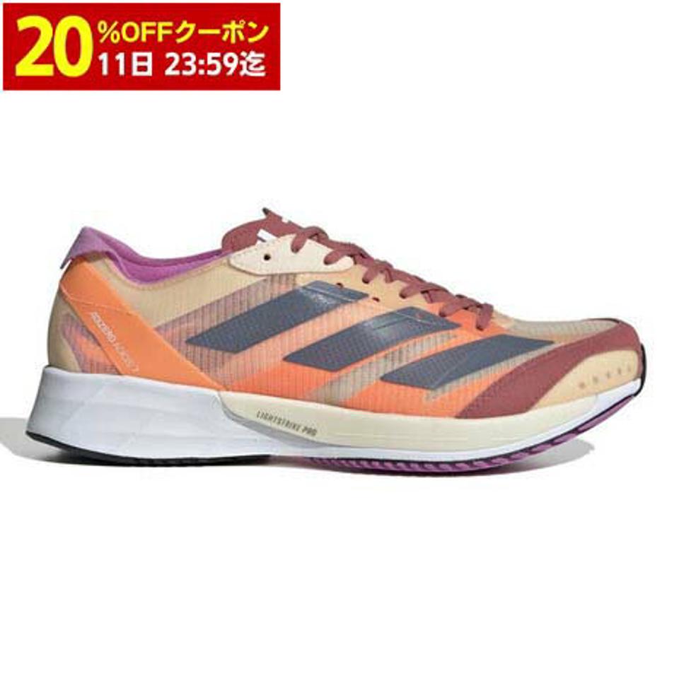 アディダス（adidas）（レディース）アディゼロ ジャパン 7 オレンジ GX6649 ランニングシューズ ジョギング スニーカー ウォーキング 陸上 運動靴 マラソン