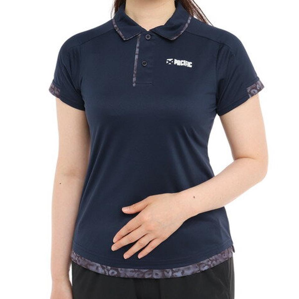 パシフィック(PACIFIC)(レディース)テニスウェア レディース ドライプラス ラップトップエアー レオパードポロシャツ PT20FW465 NVY