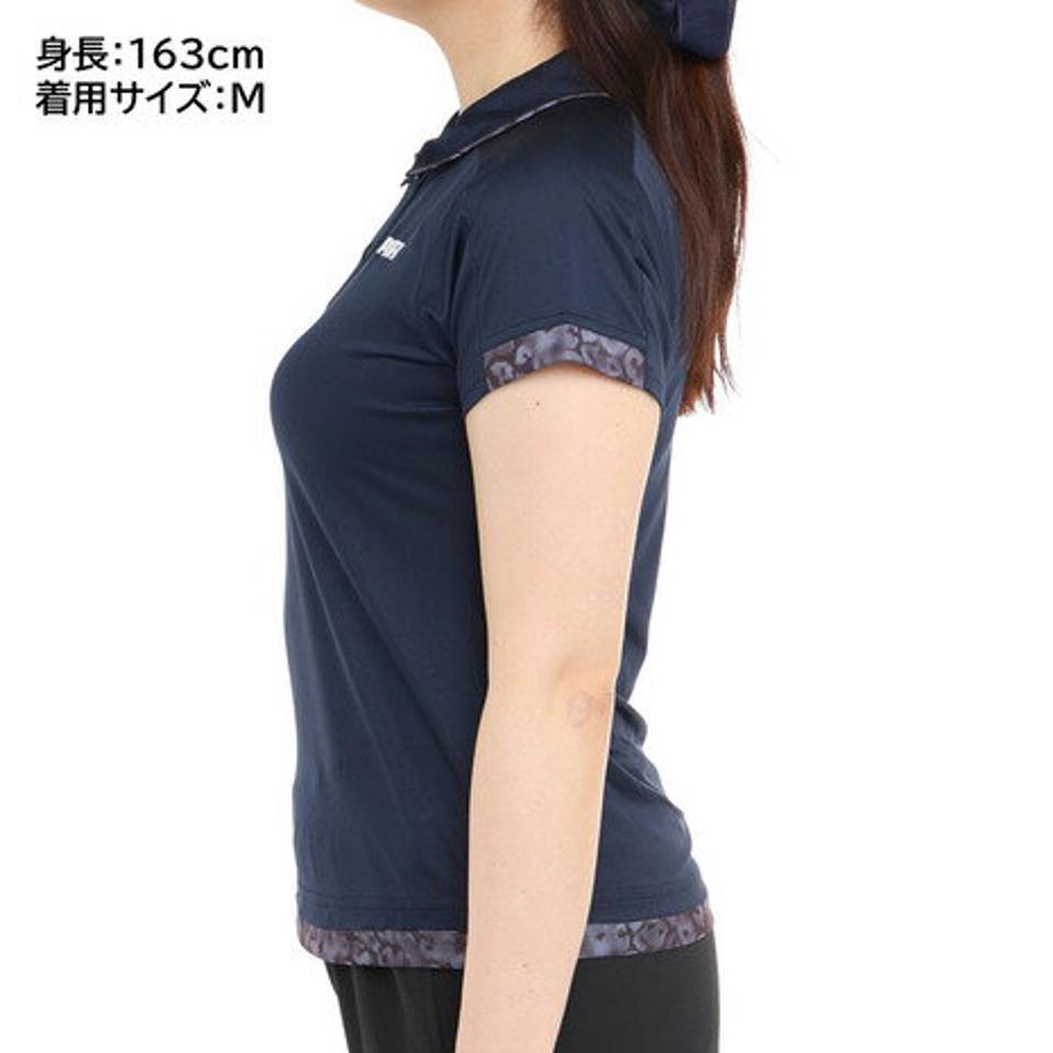 パシフィック(PACIFIC)(レディース)テニスウェア レディース ドライプラス ラップトップエアー レオパードポロシャツ PT20FW465 NVY