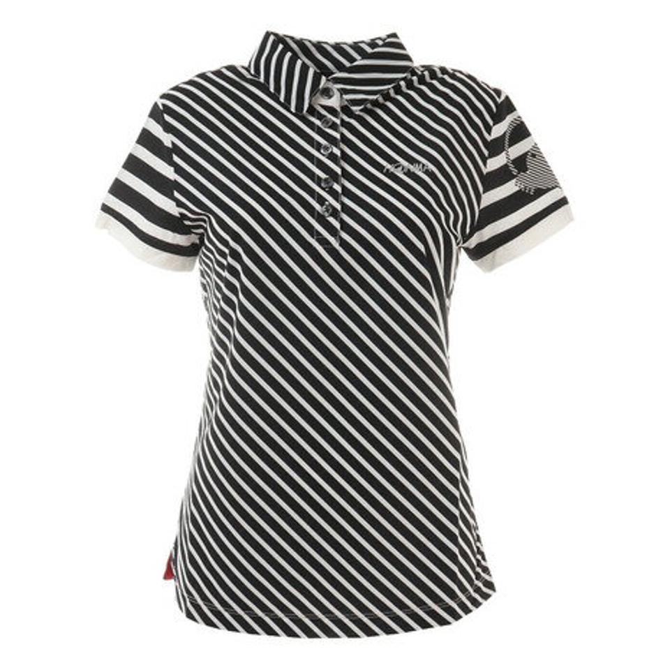 本間ゴルフ(HONMA) ゴルフウェア H1 ストライプ ショートスリーブシャツ 036-734172-BK (レディース)