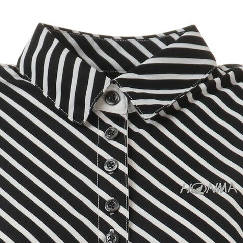 本間ゴルフ(HONMA) ゴルフウェア H1 ストライプ ショートスリーブシャツ 036-734172-BK (レディース)