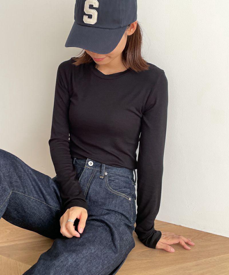 El mar(エルマール)リブクルーネックロングTシャツ