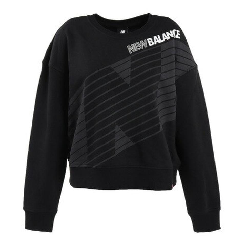 ニューバランス（new balance）（レディース）トレーナー レディース グラフィック スウェット クルー AWT03507BK