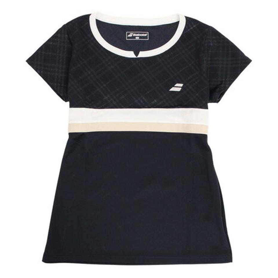 バボラ(BABOLAT)(レディース)テニスウェア レディース PURE SHORT SLEEVE SHIRT BWG2375 NV 吸汗速乾 UVケア