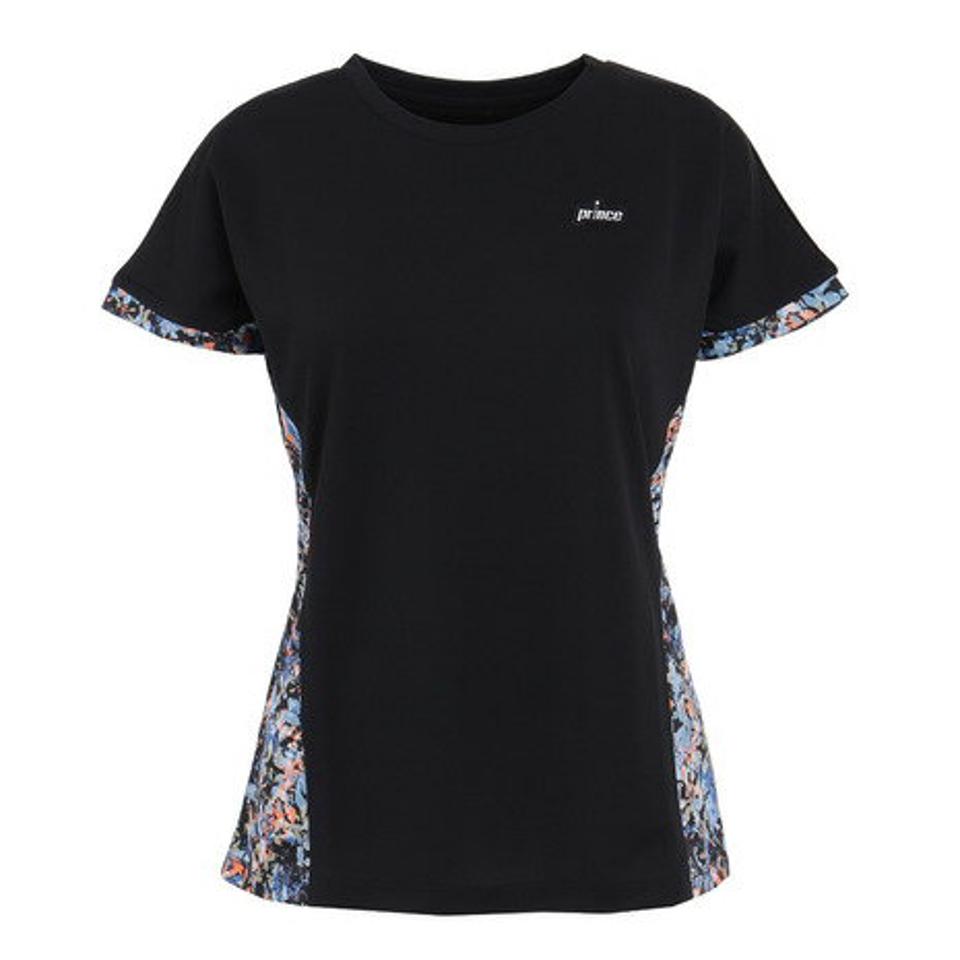 プリンス(PRINCE)(レディース)テニスウェア レディース ゲームシャツ WF2090 165 BLK Tシャツ 吸汗速乾 UVケア