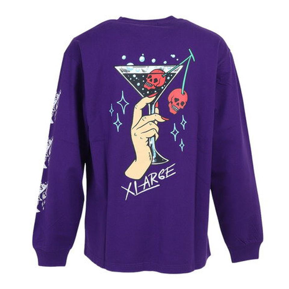 【2/5 24h限定 エントリー＆対象4店舗買い回りで最大P10倍！】エクストララージ（XLARGE）（メンズ）COCKTAIL ロゴ 長袖Tシャツ 101223011026-PURPLE