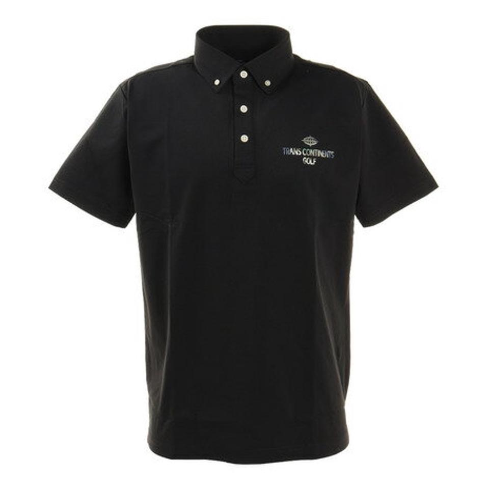 トランスコンチネンツ(TRANS CONTINENTS)(メンズ)ゴルフ ポロシャツ ストレッチボタンダウンポロシャツ 20STRZ02-BK