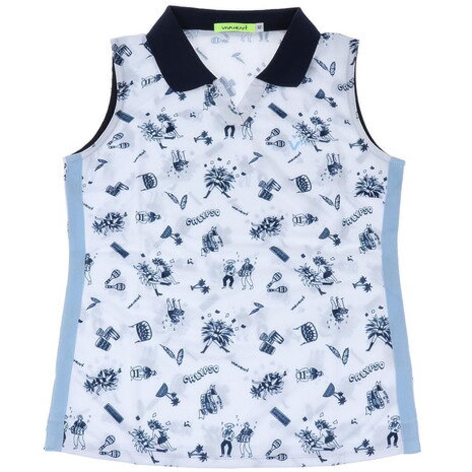 ビバハート(VIVA HEART)(レディース)ゴルフウェア Monoカーニバルプリント BackMesh ノースリーブシャツ 012-22572-005VMI